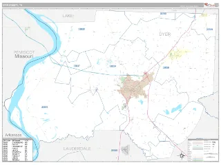 Dyer County, TN Classic style ZIP Code wall map