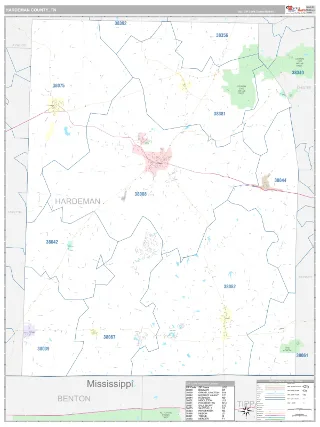 Hardeman County, TN Classic style ZIP Code wall map