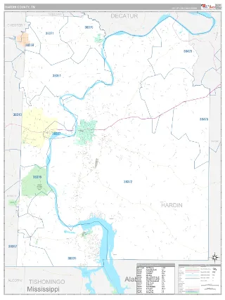 Hardin County, TN Classic style ZIP Code wall map