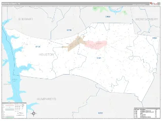 Houston County, TN Classic style ZIP Code wall map