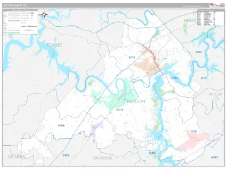 Loudon County, TN Classic style ZIP Code wall map