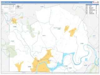 Marion County, TN Business Reference style ZIP Code wall map