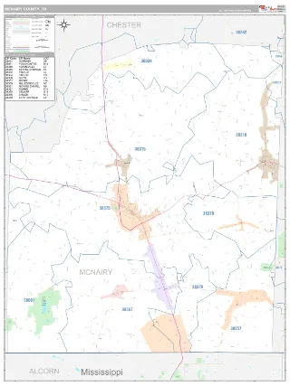 McNairy County, TN Classic style ZIP Code wall map
