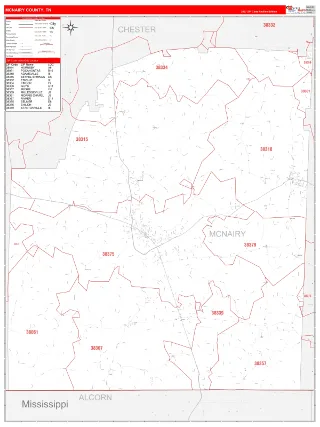 McNairy County, TN RedLine style ZIP Code wall map