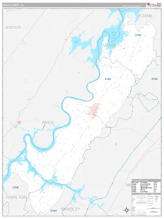 Meigs County, TN Classic style ZIP Code wall map