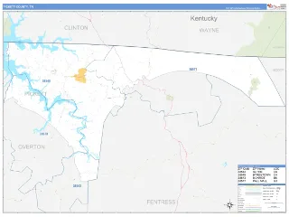 Pickett County, TN Business Reference style ZIP Code wall map