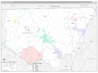 Robertson County, TN Classic style ZIP Code wall map