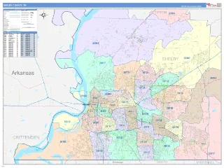 Shelby County, TN ColorCast style ZIP Code wall map
