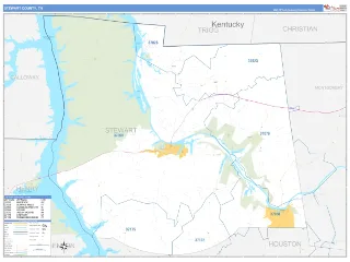 Stewart County, TN Business Reference style ZIP Code wall map