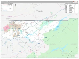 Sullivan County, TN Classic style ZIP Code wall map