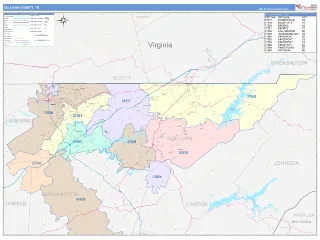 Sullivan County, TN ColorCast style ZIP Code wall map