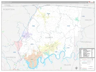 Sumner County, TN Classic style ZIP Code wall map