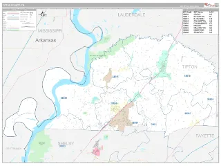 Tipton County, TN Classic style ZIP Code wall map