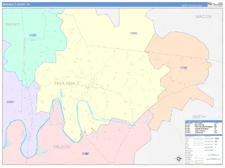 Trousdale County, TN ColorCast style ZIP Code wall map