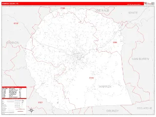 Warren County, TN RedLine style ZIP Code wall map