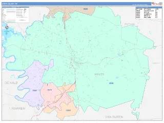 White County, TN ColorCast style ZIP Code wall map