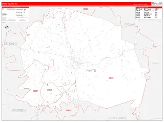 White County, TN RedLine style ZIP Code wall map