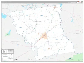 Anderson County, TX Classic style ZIP Code wall map