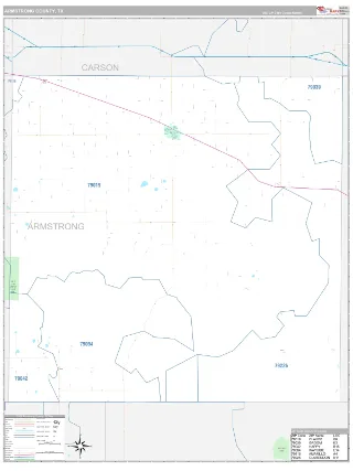 Armstrong County, TX Classic style ZIP Code wall map