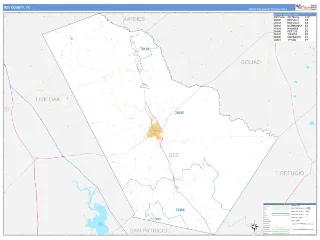 Bee County, TX Business Reference style ZIP Code wall map