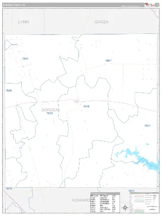 Borden County, TX Classic style ZIP Code wall map