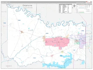Bowie County, TX Classic style ZIP Code wall map