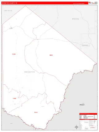 Brewster County, TX RedLine style ZIP Code wall map