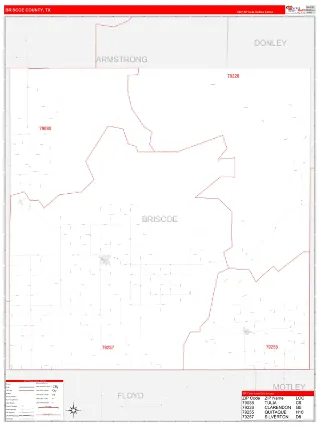 Briscoe County, TX RedLine style ZIP Code wall map