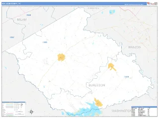 Burleson County, TX Business Reference style ZIP Code wall map