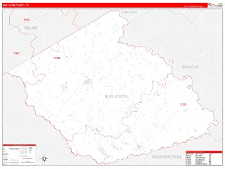 Burleson County, TX RedLine style ZIP Code wall map