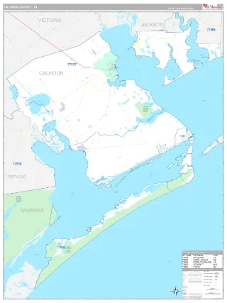 Calhoun County, TX Classic style ZIP Code wall map