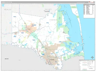 Cameron County, TX Classic style ZIP Code wall map