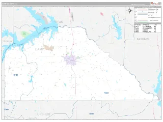 Camp County, TX Classic style ZIP Code wall map