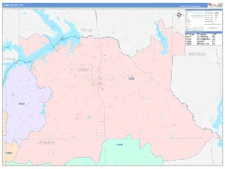 Camp County, TX ColorCast style ZIP Code wall map