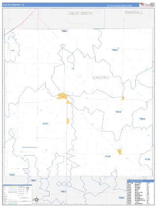 Castro County, TX Business Reference style ZIP Code wall map