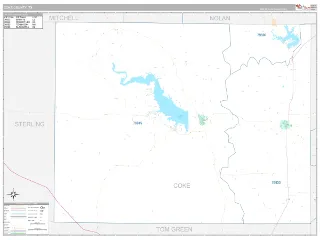 Coke County, TX Classic style ZIP Code wall map