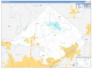 Comal County, TX Business Reference style ZIP Code wall map