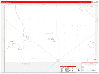 Dallam County, TX RedLine style ZIP Code wall map