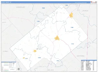DeWitt County, TX Business Reference style ZIP Code wall map