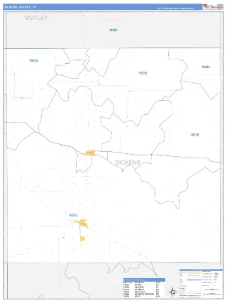 Dickens County, TX Business Reference style ZIP Code wall map