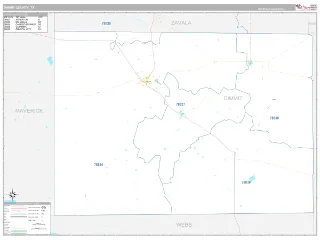 Dimmit County, TX Classic style ZIP Code wall map