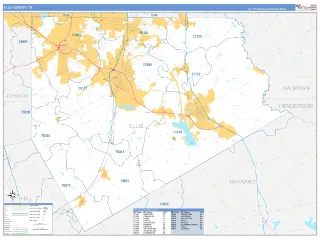 Ellis County, TX Business Reference style ZIP Code wall map