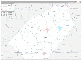 Fayette County, TX Classic style ZIP Code wall map