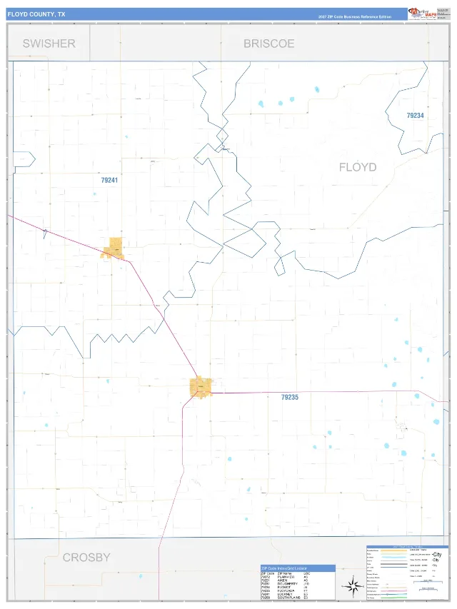 Floyd County, TX ZIP Code Wall Map, Business Reference style