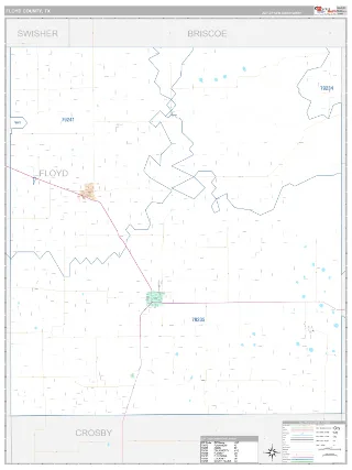 Floyd County, TX Classic style ZIP Code wall map