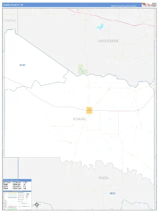 Foard County, TX Business Reference style ZIP Code wall map