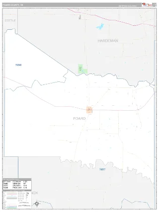 Foard County, TX Classic style ZIP Code wall map