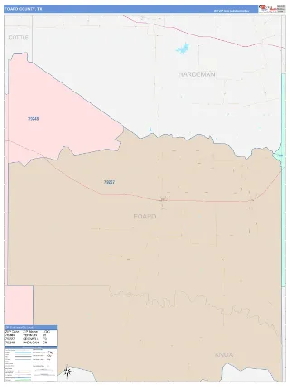 Foard County, TX ColorCast style ZIP Code wall map