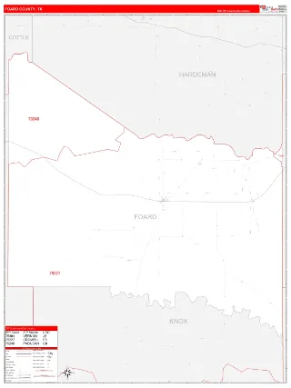 Foard County, TX RedLine style ZIP Code wall map