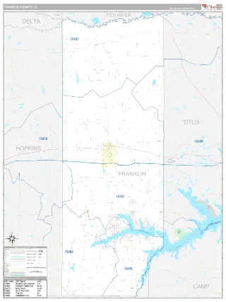 Franklin County, TX Classic style ZIP Code wall map